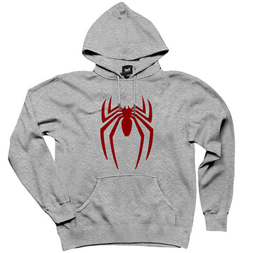 Spiderman Logo Gri Kapşonlu Sweatshirt Hoodie