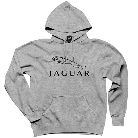 Jaguar Logo Gri Kapşonlu Sweatshirt Hoodie