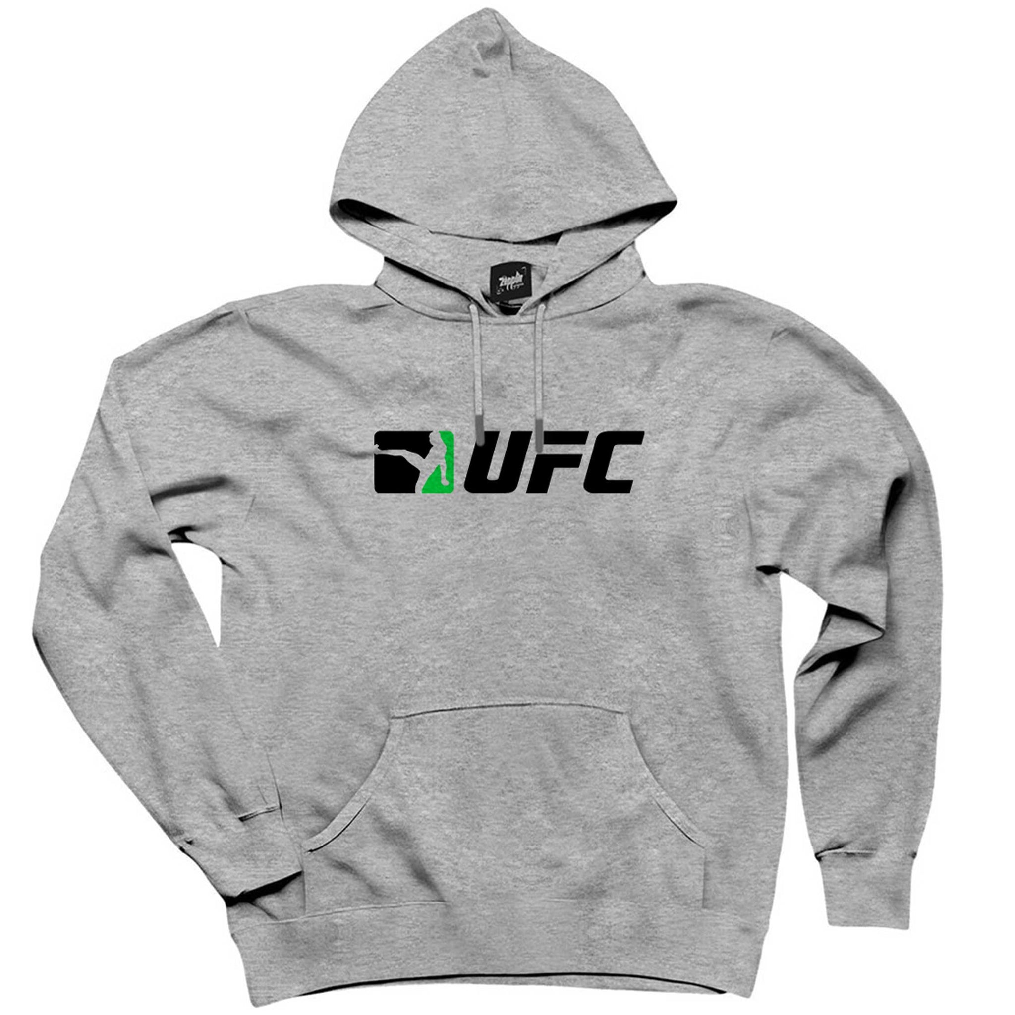 UFC Green Kick Gri Kapşonlu Sweatshirt Hoodie