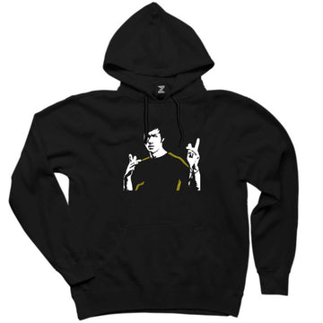 Bruce Lee Figure Siyah Kapşonlu Sweatshirt Hoodie