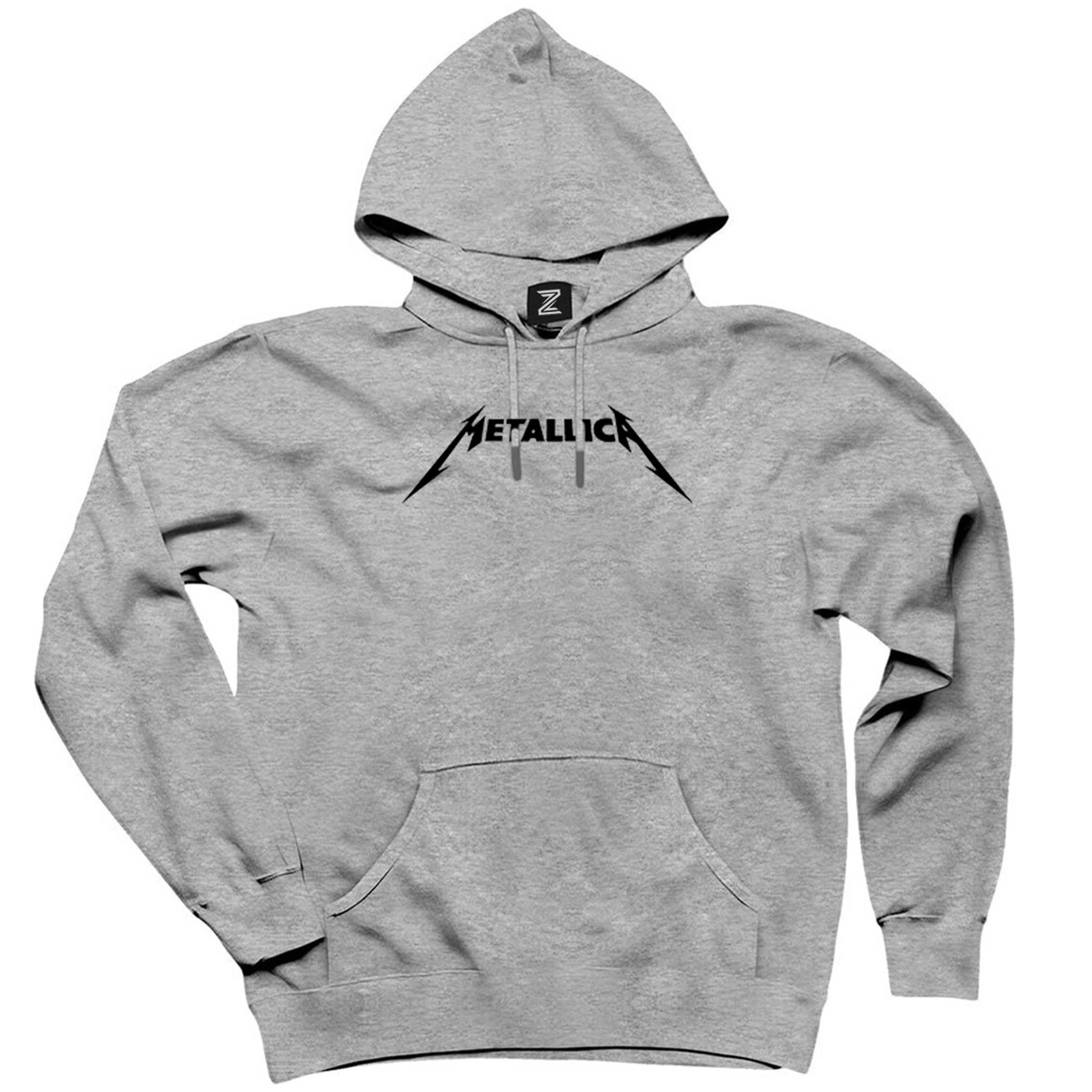 Metallica Classic Logo Gri Kapşonlu Sweatshirt Hoodie