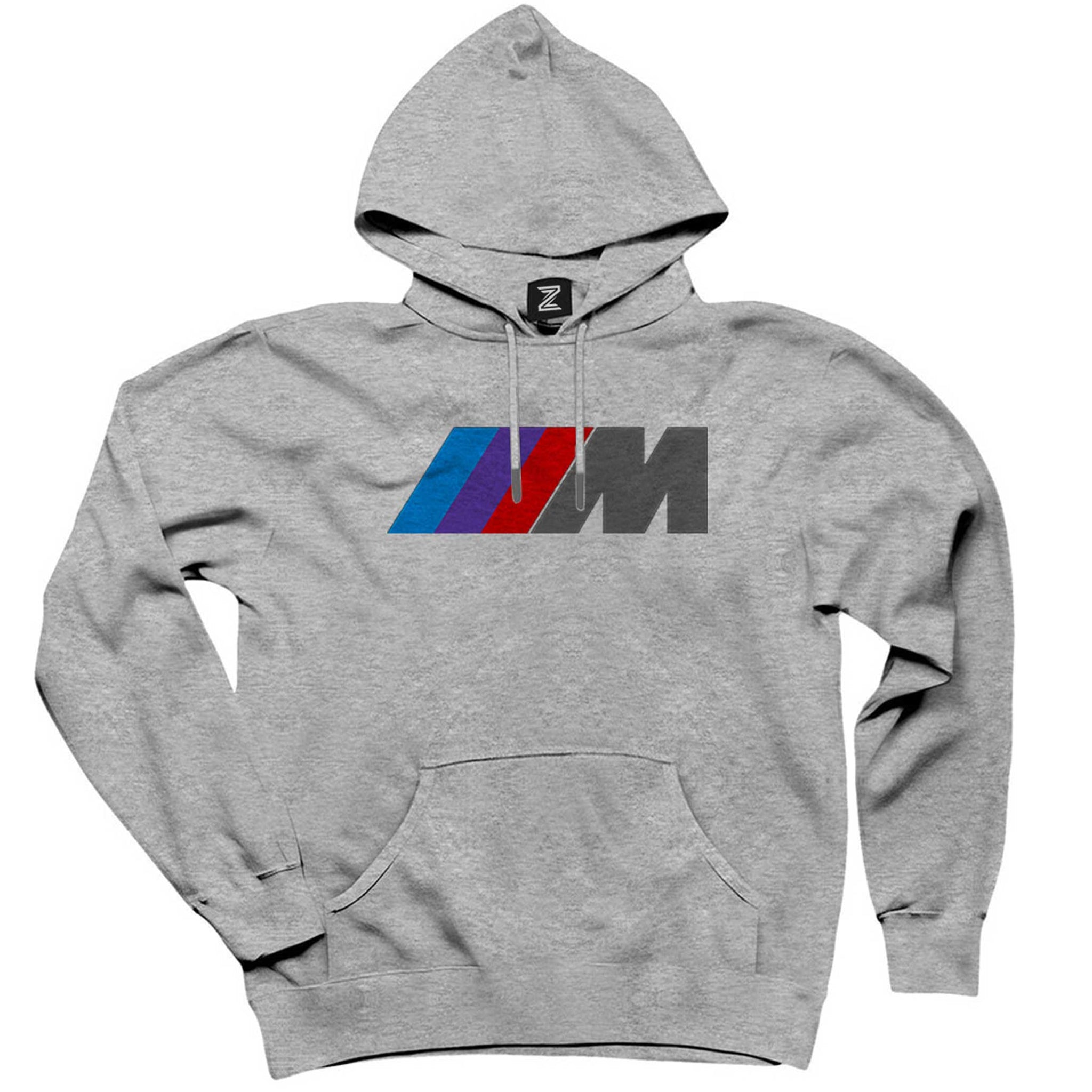BMW M Power Logo Gri Kapşonlu Sweatshirt Hoodie