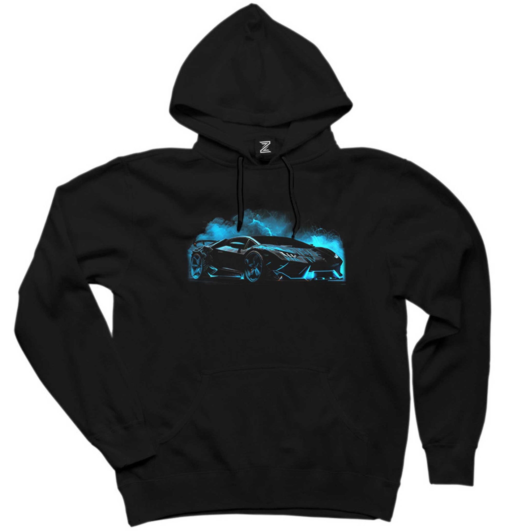Lamborghini Black Neon Siyah Kapşonlu Sweatshirt Hoodie