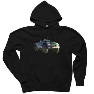 Off Road Yarış Arabası Siyah Kapşonlu Sweatshirt Hoodie