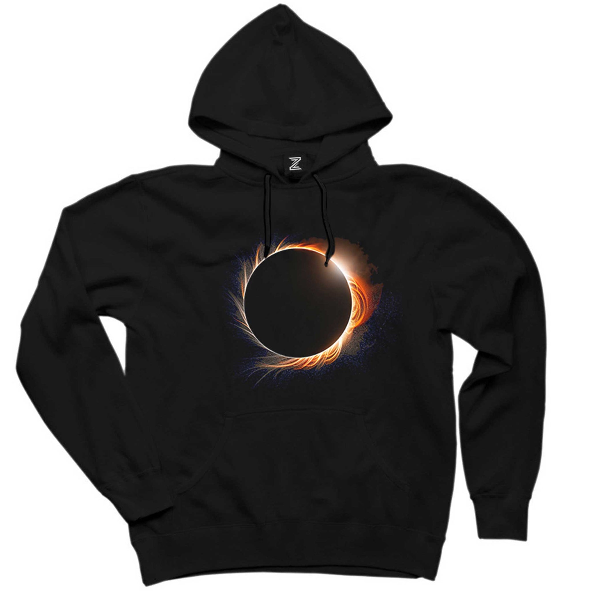 Solar Eclipse Siyah Kapşonlu Sweatshirt Hoodie