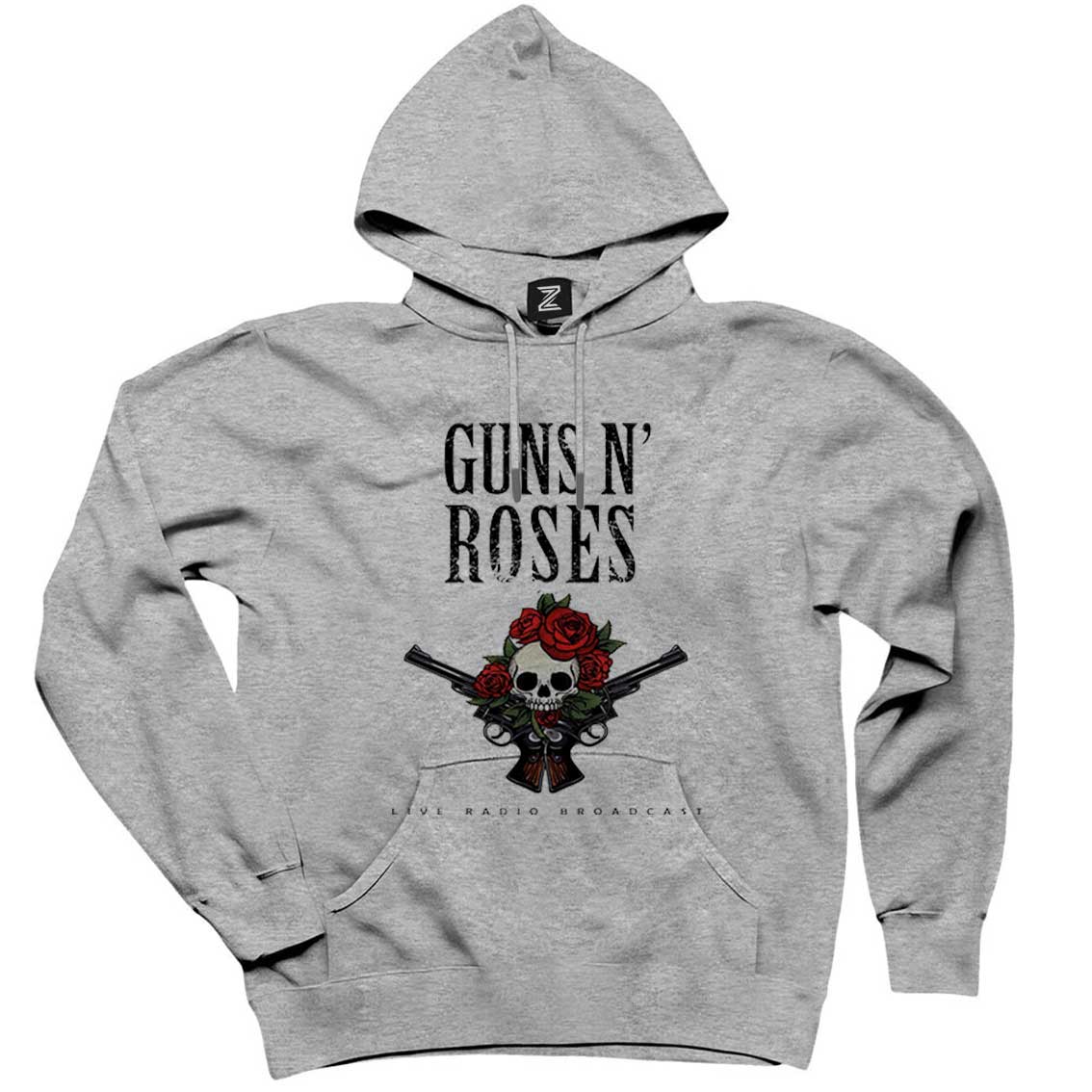 Guns N Roses Live Radio Broadcast Gri Kapşonlu Sweatshirt Hoodie