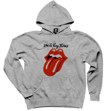 The Rolling Stones Logo Gri Kapşonlu Sweatshirt Hoodie