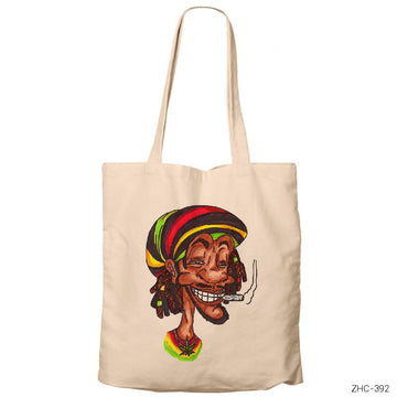 Bob Marley Smoke Cartoon Krem Kanvas Bez Çanta