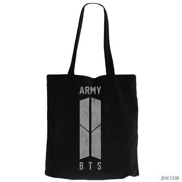 BTS ARMY Logo Siyah Kanvas Bez Çanta