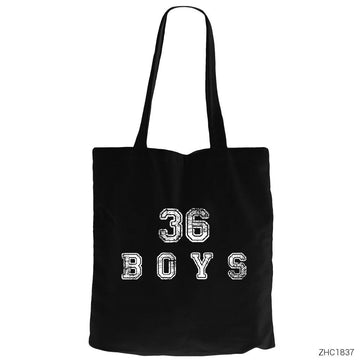 36 Boys Damaged Logo Siyah Kanvas Bez Çanta