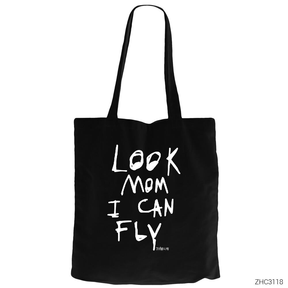 Travis Scott Look Mom I Can Fly Siyah Kanvas Bez Çanta