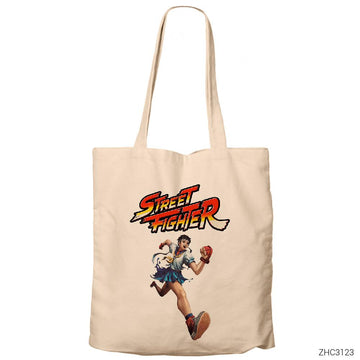 Street Fighter Sakura Krem Kanvas Bez Çanta
