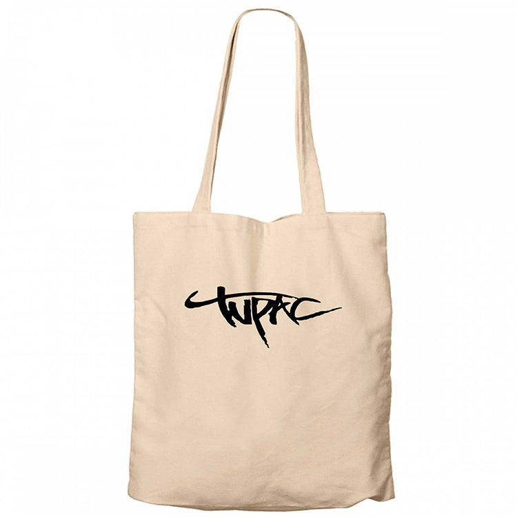 Tupac Logo 2 Krem Kanvas Bez Çanta