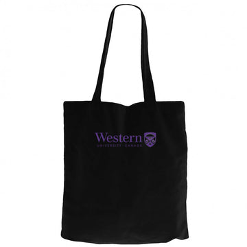 Western University Purple Logo Siyah Kanvas Bez Çanta