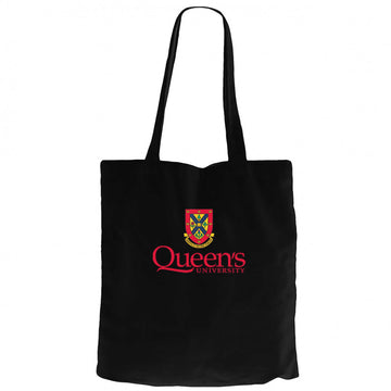 Queen's University Logo Siyah Kanvas Bez Çanta