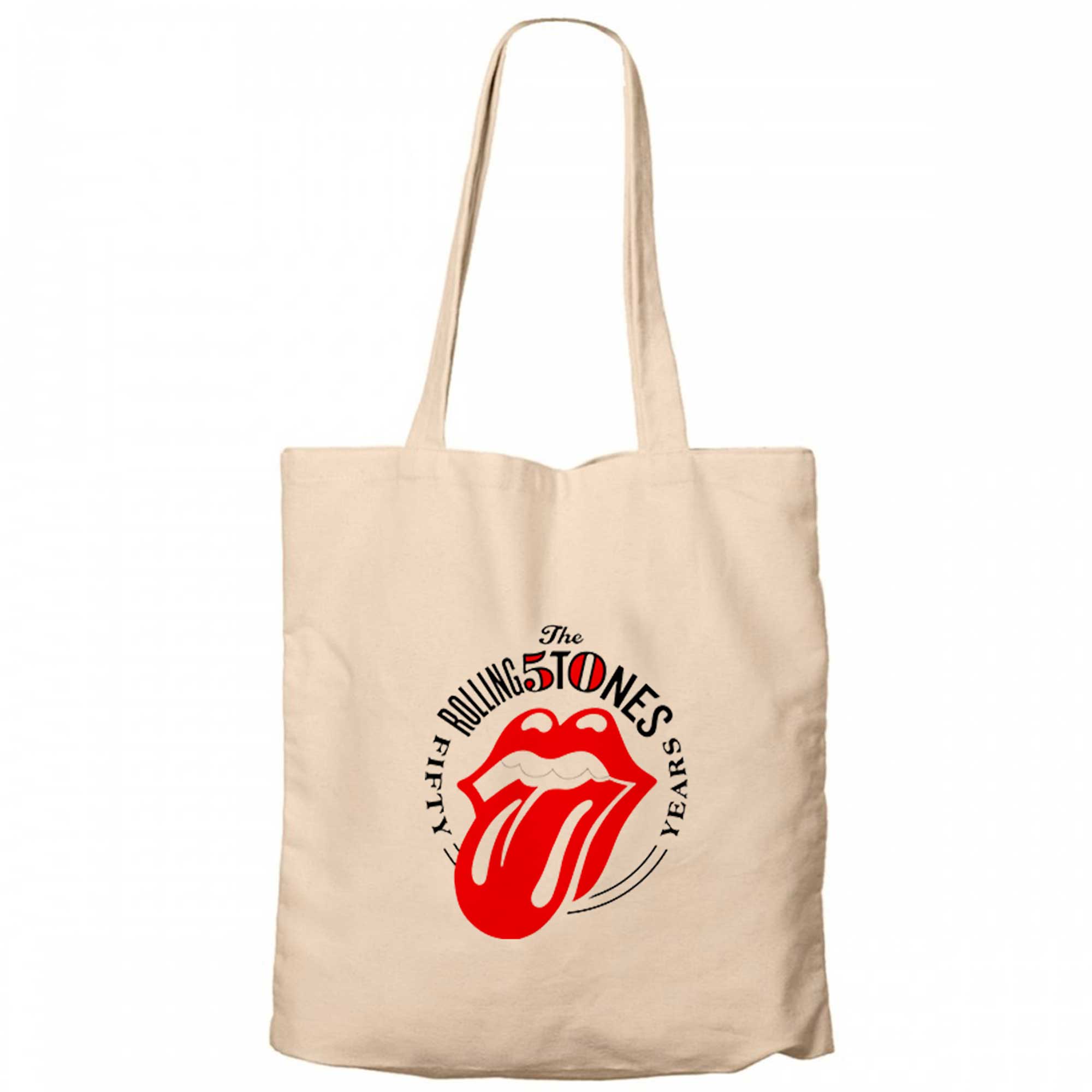 The Rolling Stones 50 Years Krem Kanvas Bez Çanta