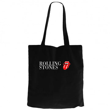 The Rolling Stones Logo Text Siyah Kanvas Bez Çanta