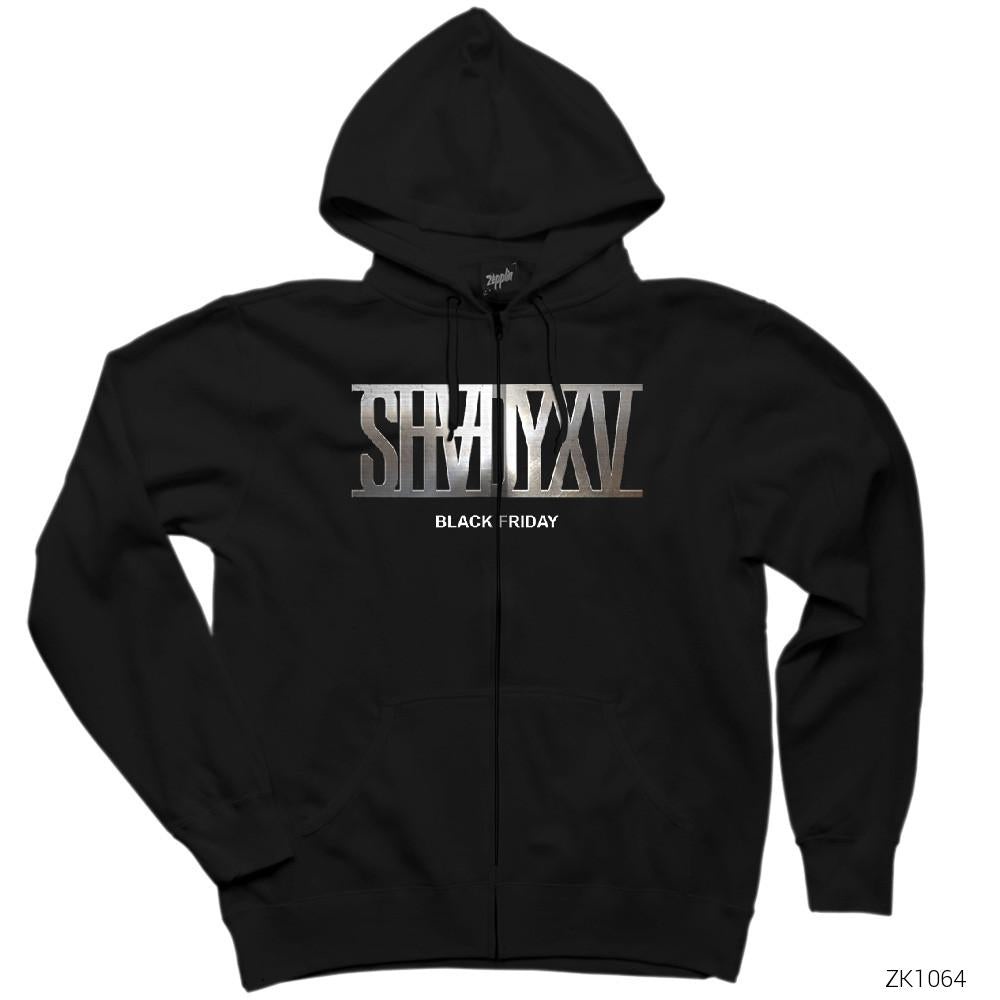 Eminem Shady XV Logo Siyah Fermuarlı Kapşonlu Sweatshirt