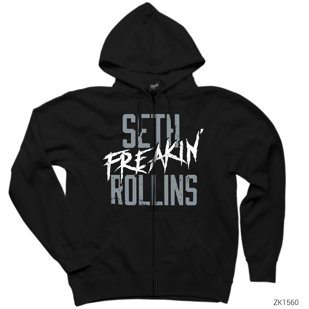 Seth Freking Rollins Siyah Fermuarlı Kapşonlu Sweatshirt