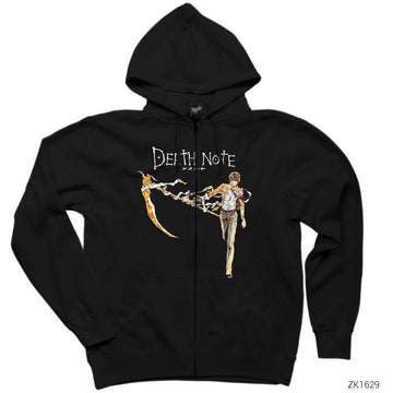 Death Note Raptor Siyah Fermuarlı Kapşonlu Sweatshirt