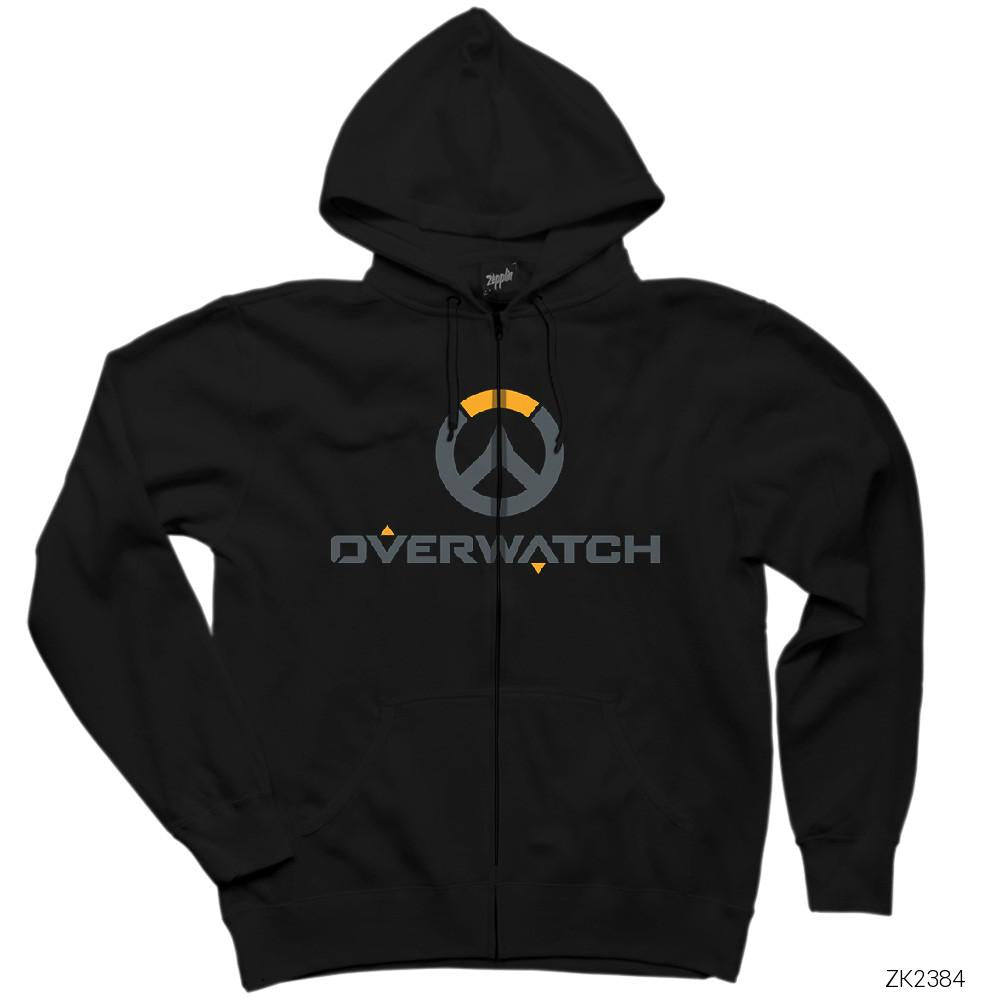 Overwatch Logo 2 Siyah Fermuarlı Kapşonlu Sweatshirt