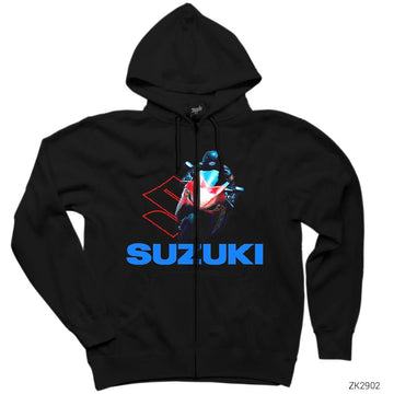 Suzuki Motogp Siyah Fermuarlı Kapşonlu Sweatshirt