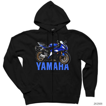 Yamaha R6 Siyah Fermuarlı Kapşonlu Sweatshirt