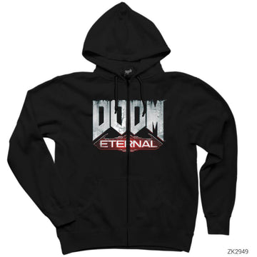 Doom Eternal Siyah Fermuarlı Kapşonlu Sweatshirt