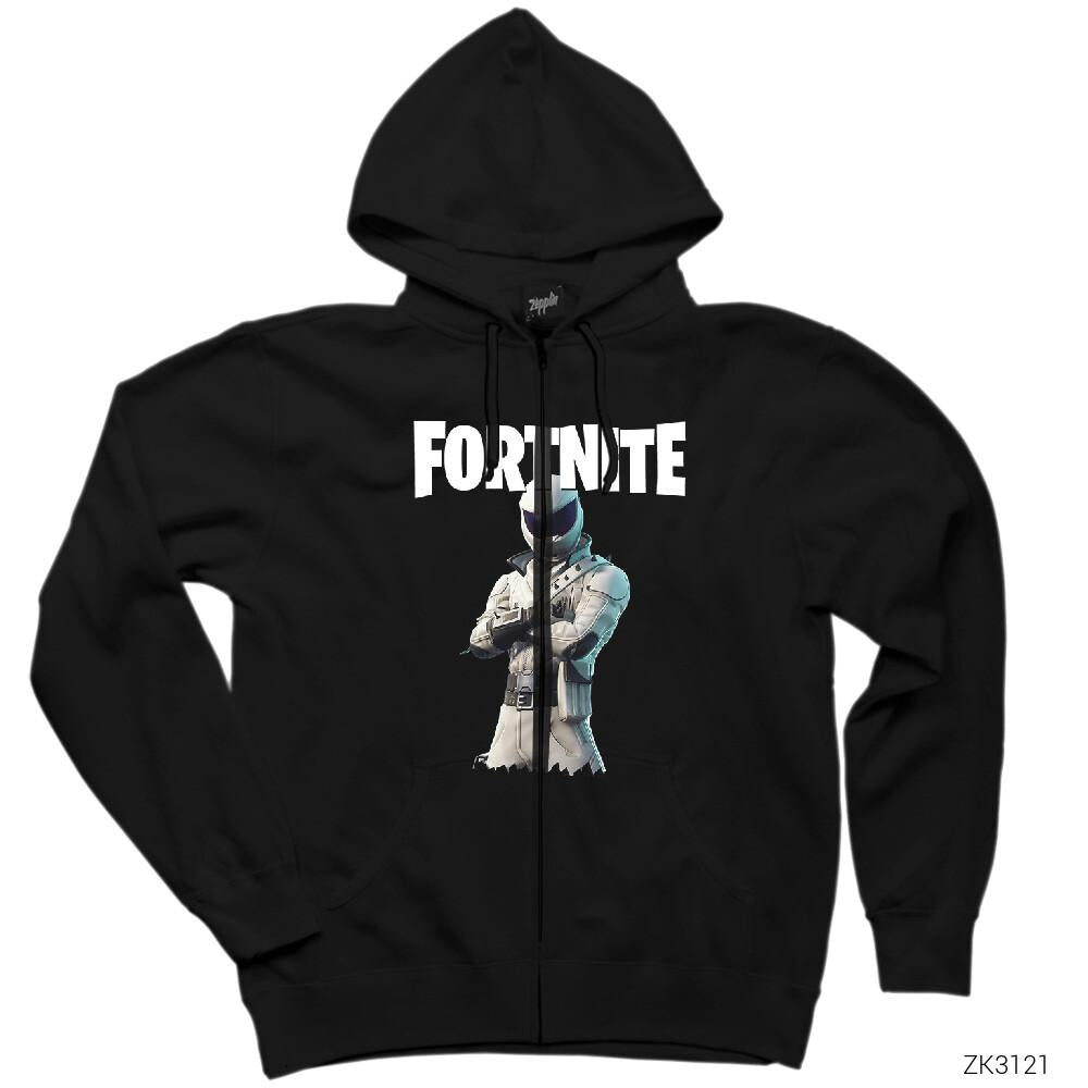 Fortnite Overtaker Siyah Fermuarlı Kapşonlu Sweatshirt