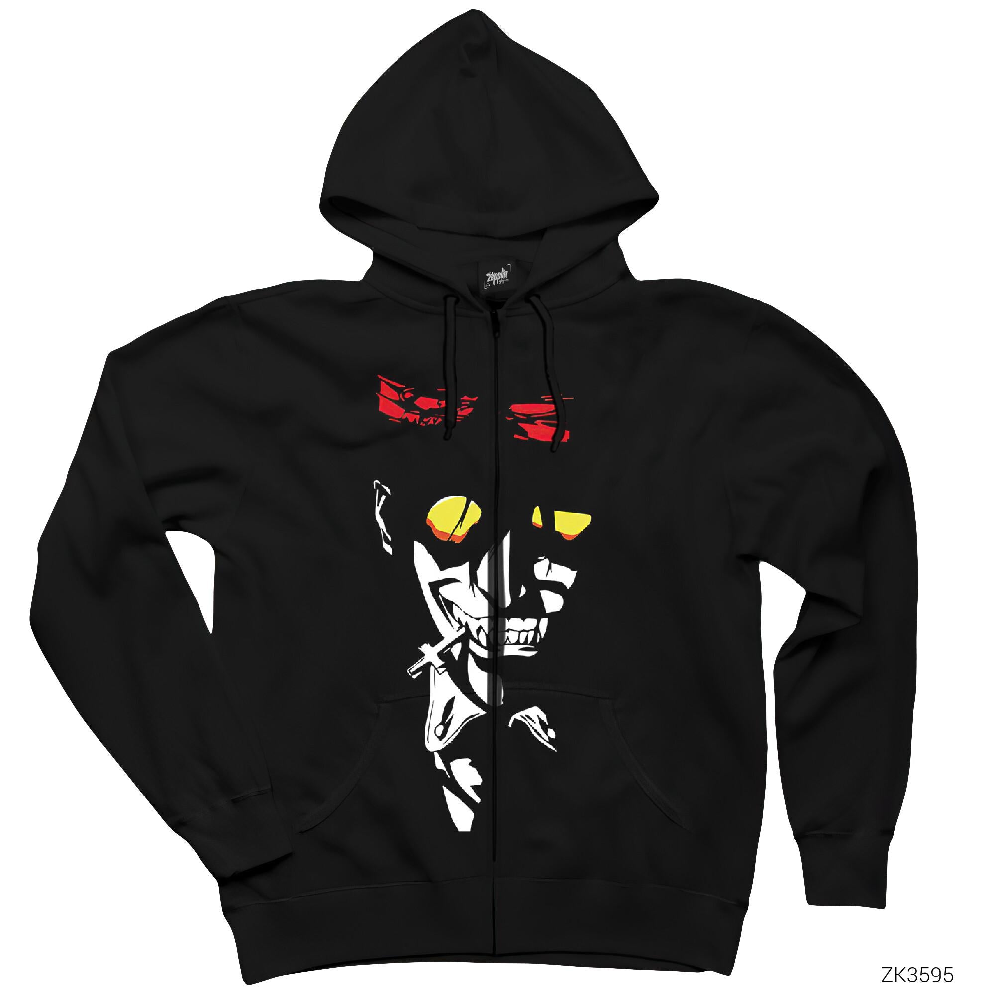 Hellsing Ultimate Cross Siyah Fermuarlı Kapşonlu Sweatshirt