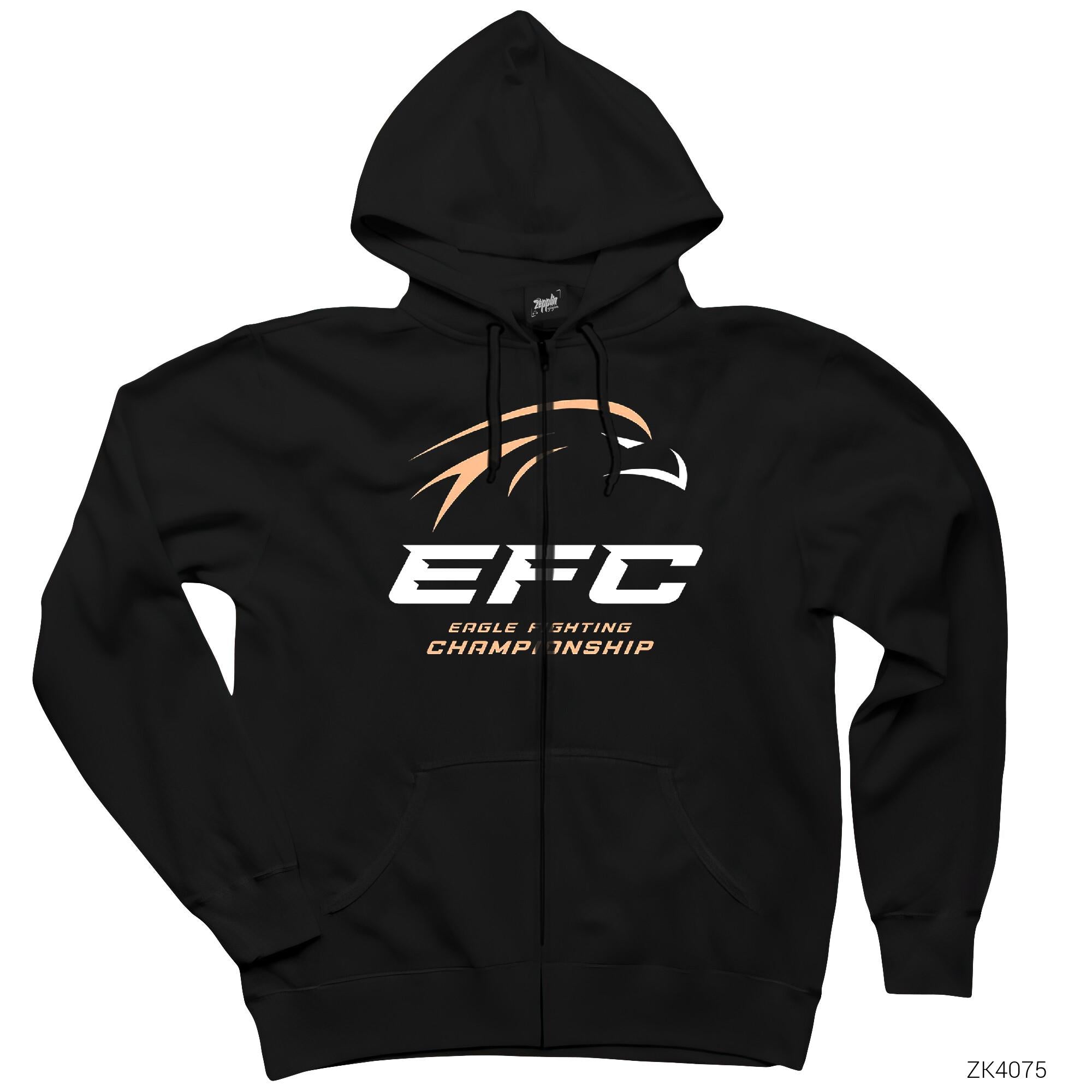 EFC Eagle Championship Siyah Fermuarlı Kapşonlu Sweatshirt