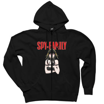 Spy x Family Yor Forger Siyah Fermuarlı Kapşonlu Sweatshirt
