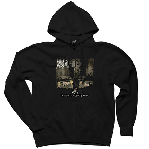 Morbid Angel Complete Acid Terror Siyah Fermuarlı Kapşonlu Sweatshirt