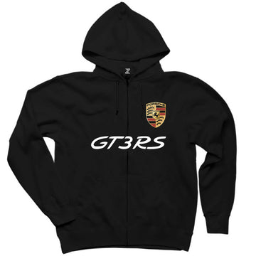 Porsche GT3RS Siyah Fermuarlı Kapşonlu Sweatshirt