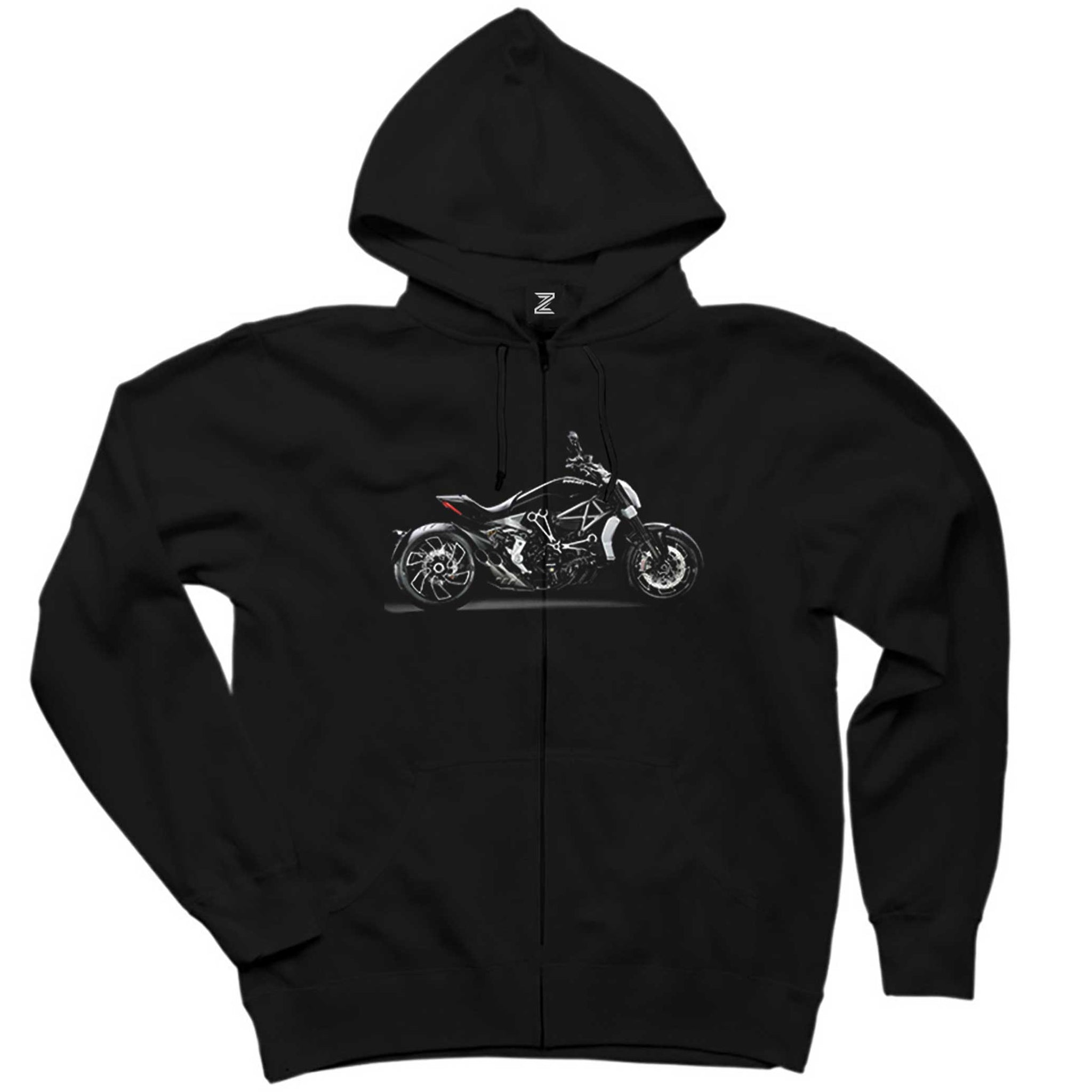 Ducati Diavel XDiavel Siyah Fermuarlı Kapşonlu Sweatshirt