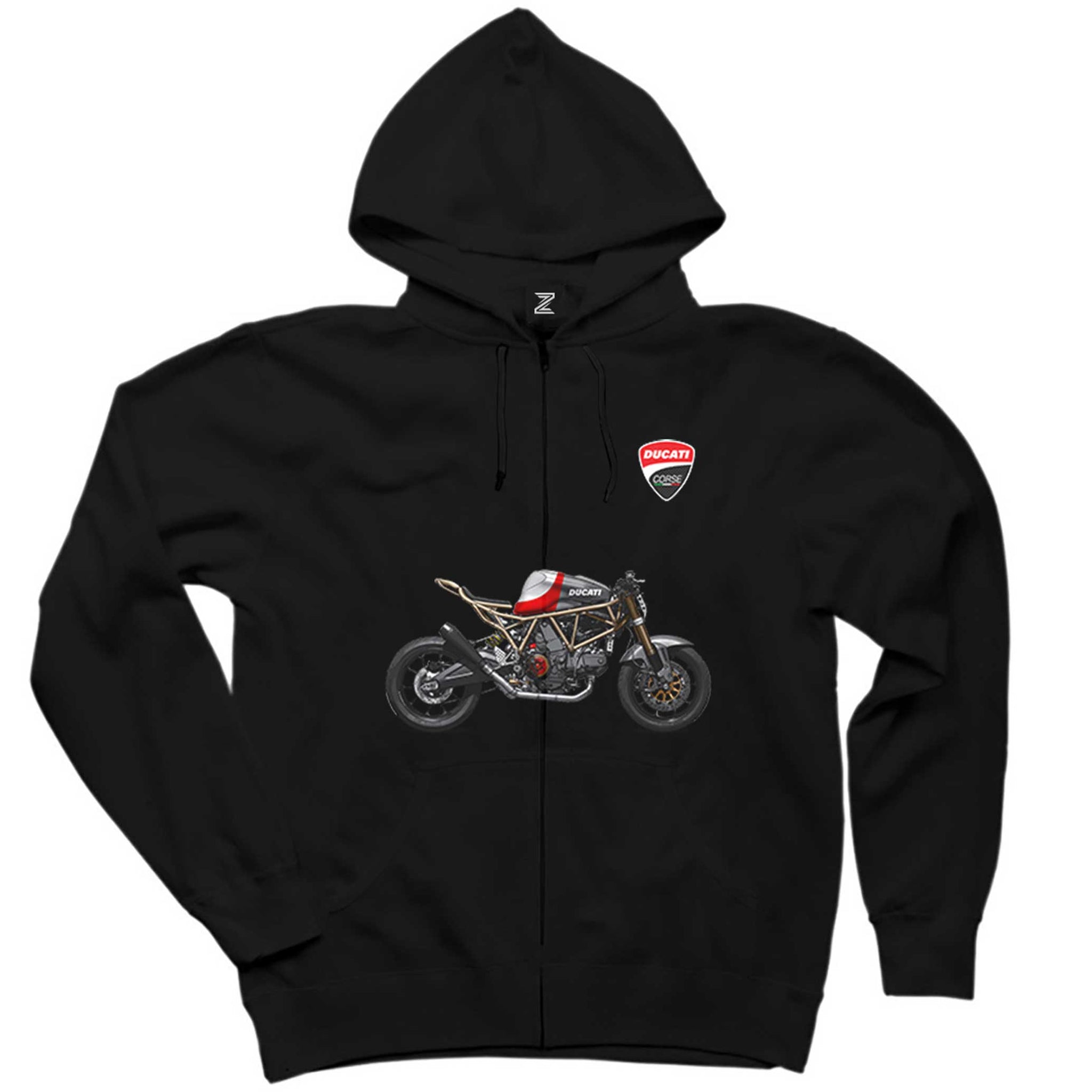 Ducati SuperSport Siyah Fermuarlı Kapşonlu Sweatshirt