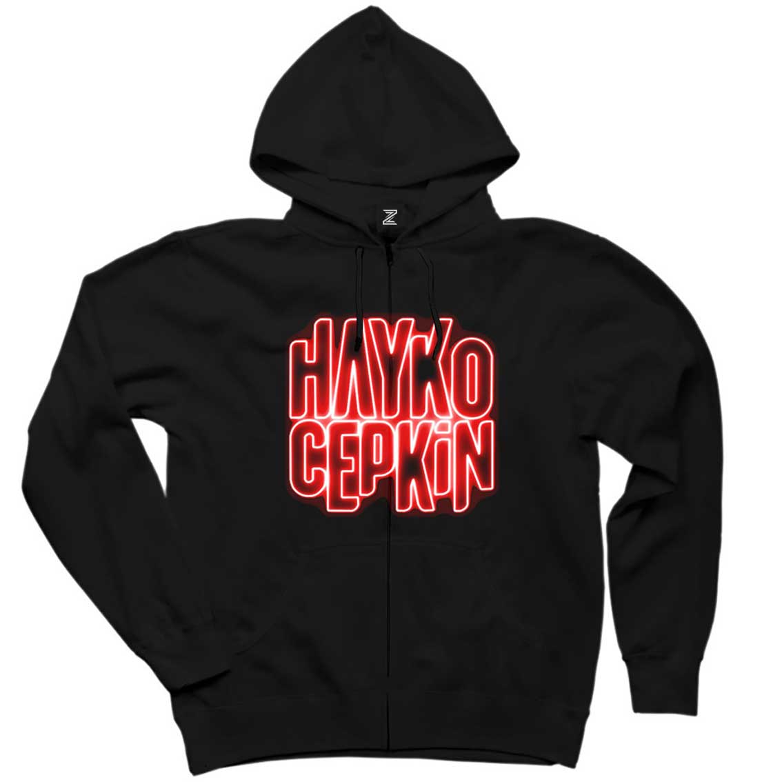 Hayko Cepkin Neon Siyah Fermuarlı Kapşonlu Sweatshirt