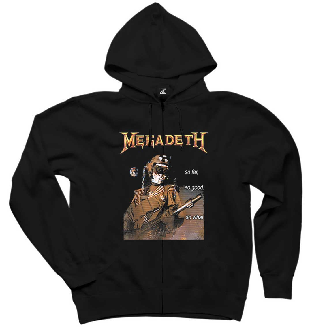 Megadeth So Far So Good Siyah Fermuarlı Kapşonlu Sweatshirt