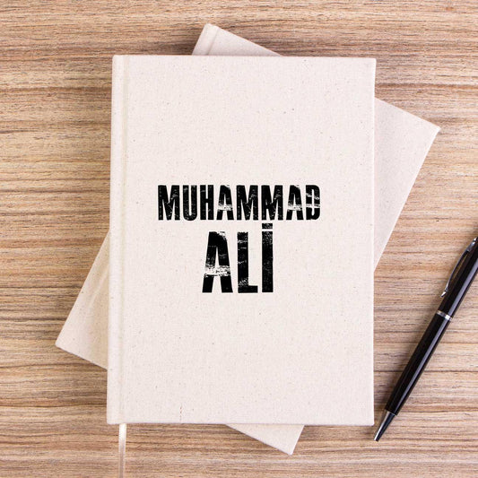 Muhammed Ali Black Text Çizgisiz Kanvas Defter - Zepplingiyim