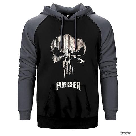Punisher Confident Çift Renk Reglan Kol Sweatshirt / Hoodie - Zepplingiyim