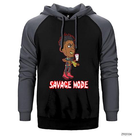 21 Savage Mode Çift Renk Reglan Kol Sweatshirt / Hoodie - Zepplingiyim