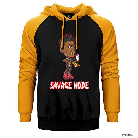 21 Savage Mode Çift Renk Reglan Kol Sweatshirt / Hoodie - Zepplingiyim