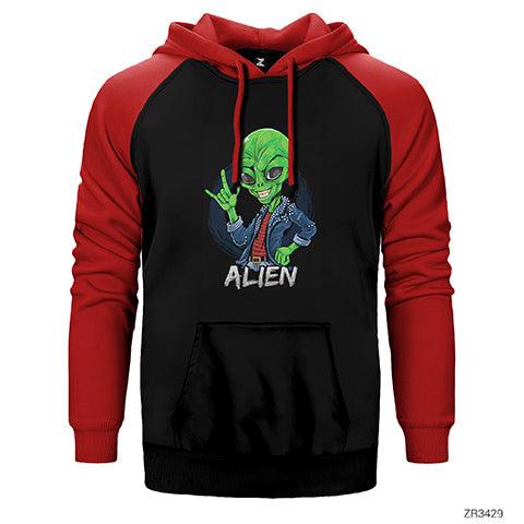 Rock Star Alien Çift Renk Reglan Kol Sweatshirt / Hoodie - Zepplingiyim