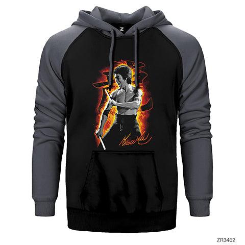 Bruce Lee Dragon Fire Çift Renk Reglan Kol Sweatshirt / Hoodie - Zepplingiyim