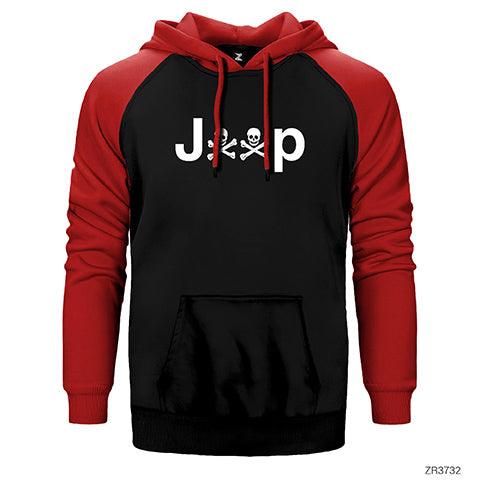 Jeep Skull Çift Renk Reglan Kol Sweatshirt / Hoodie - Zepplingiyim