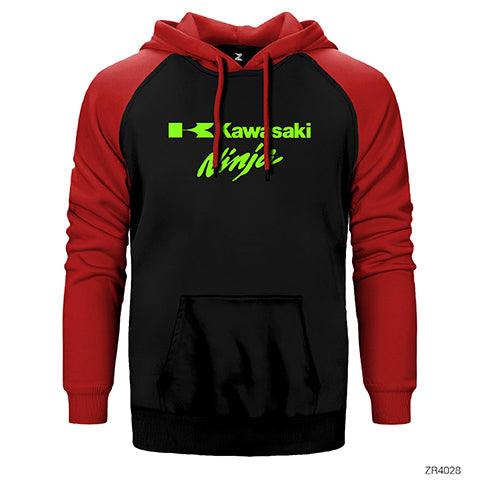 Kawasaki Ninja Çift Renk Reglan Kol Sweatshirt / Hoodie - Zepplingiyim