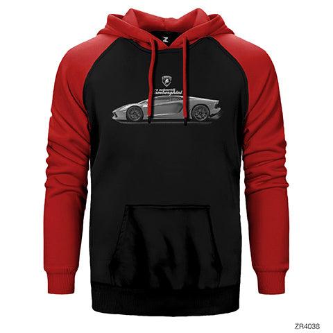 Lamborghini Gray Çift Renk Reglan Kol Sweatshirt / Hoodie - Zepplingiyim
