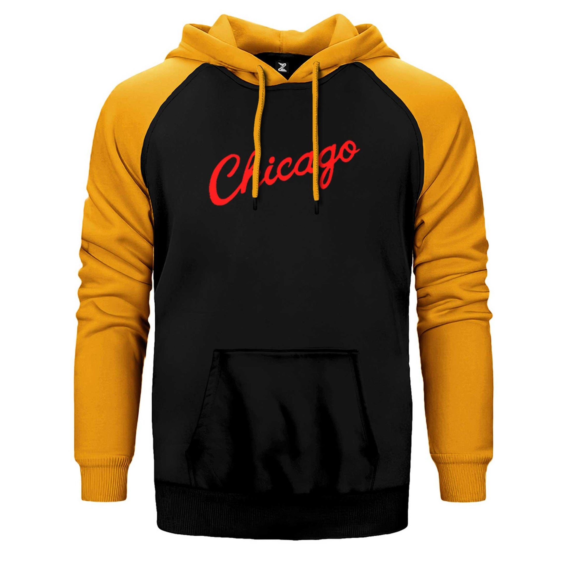 Chicago Yazı Çift Renk Reglan Kol Sweatshirt / Hoodie - Zepplingiyim