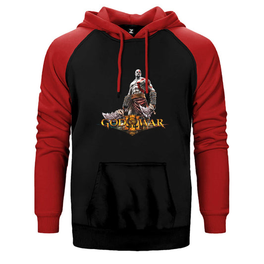 God of War Kratos Siluet Logo Çift Renk Reglan Kol Sweatshirt / Hoodie - Zepplingiyim