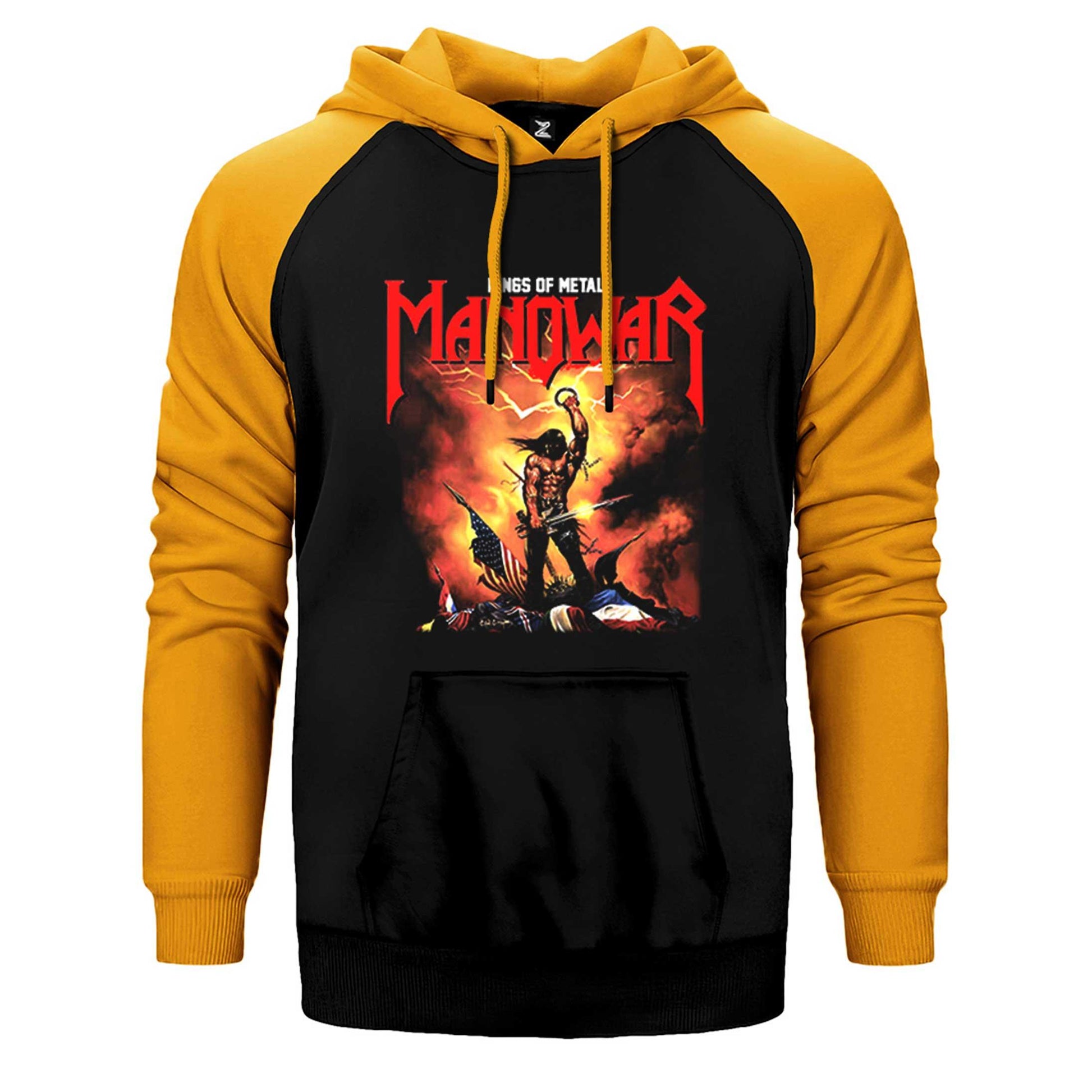 Manowar Kings of Metal Çift Renk Reglan Kol Sweatshirt / Hoodie - Zepplingiyim